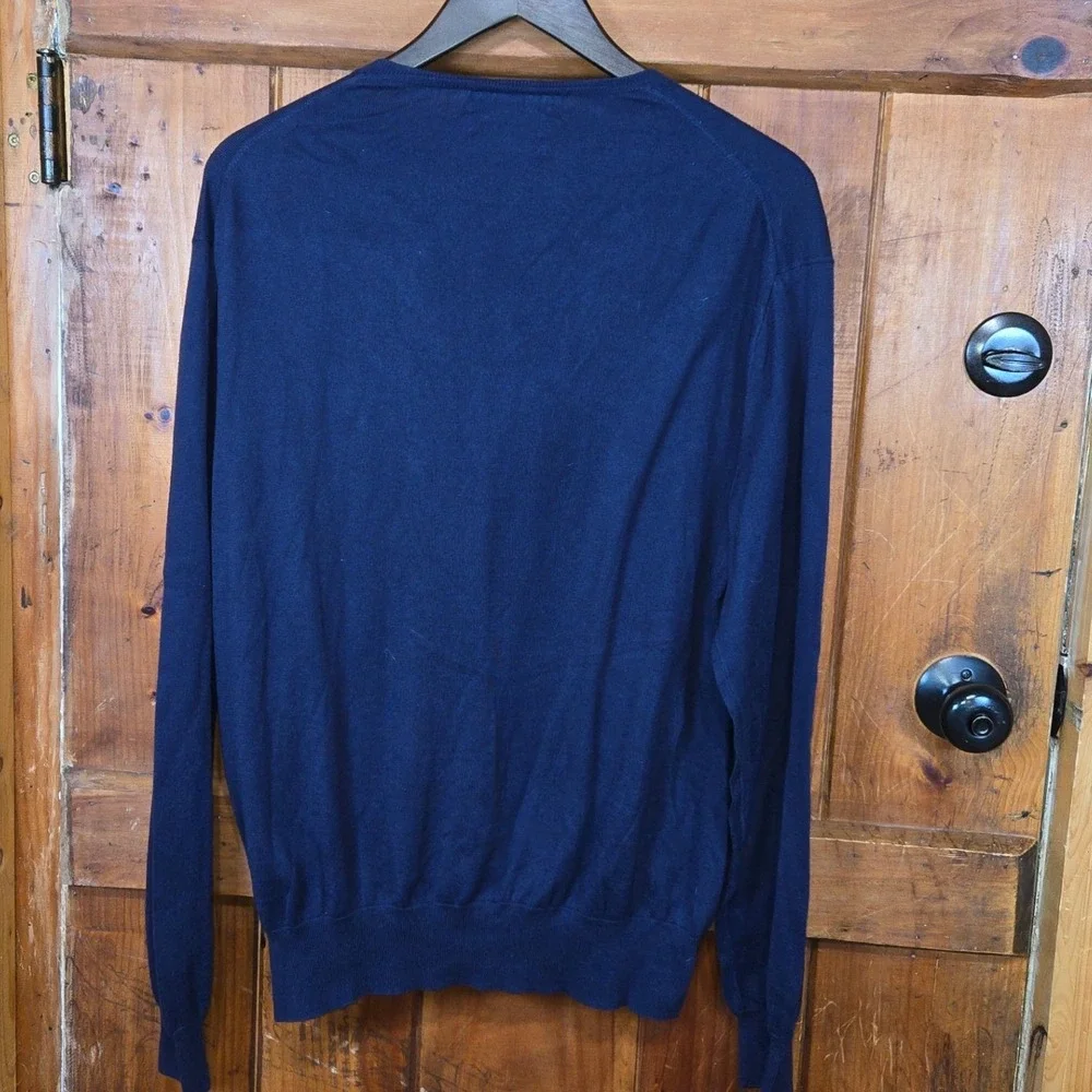 Polo Ralph Lauren Navy Blue V‎ Neck Pima Cotton Sweater Men's L